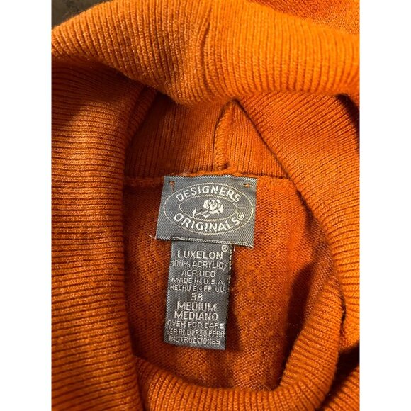 Designers Originals Orange Long Sleeve Turtleneck Luxelon Sweater SZ Medium - Picture 5 of 8